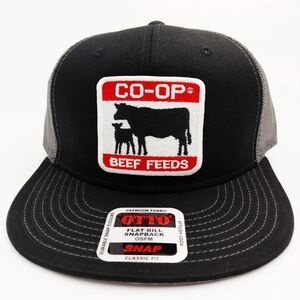 CO-OP Beef Feeds Otto Snapback Hat Flat Bill Trucker Cap Black Gray NEW